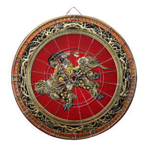 [200] Hokusai - Shoki Riding Shishi Lion Dartboard