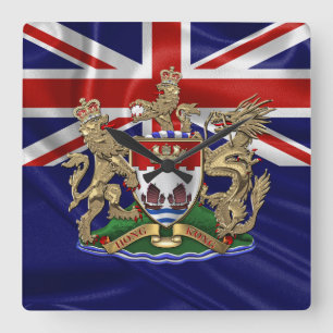 [200] Hong Kong - 1959-1997 Coat of Arms Square Wall Clock