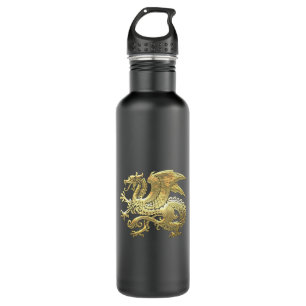 [200] Icelandic Dragon, Landvættir [Gold] 710 Ml Water Bottle