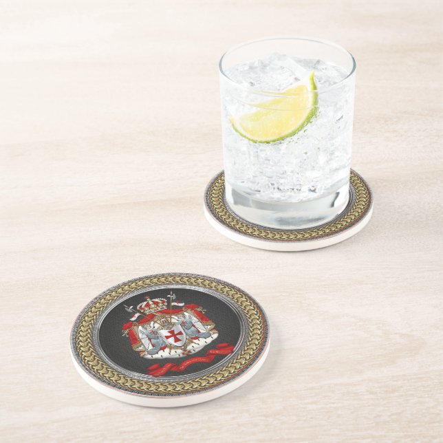 [200] Knights Templar Coat of Arms Coaster (Side)