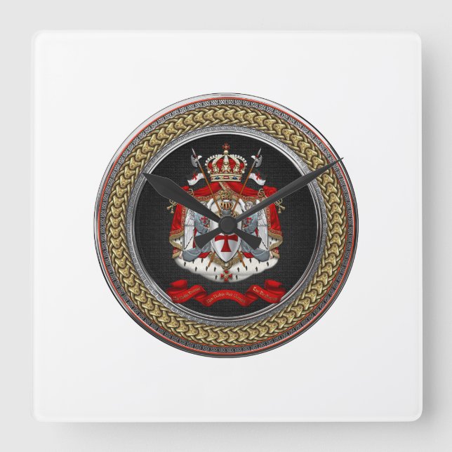 [200] Knights Templar Coat of Arms Square Wall Clock (Front)