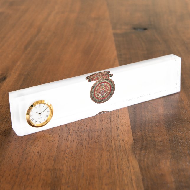 [200] Master Mason - Gold Square & Compasses Nameplate (Side)