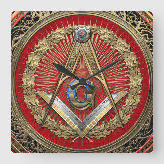 [200] Master Mason - Gold Square & Compasses Wall Clock