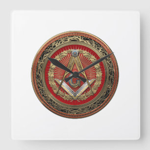 [200] Master Mason - Gold Square & Compasses Wall Clock
