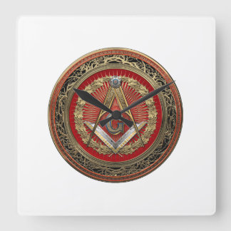 [200] Master Mason - Gold Square & Compasses Wall Clock