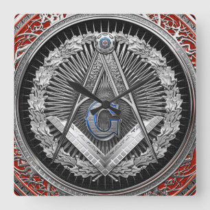 [200] Master Mason - Silver Square & Compasses Wall Clock