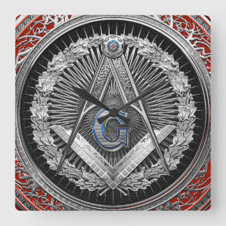 [200] Master Mason - Silver Square & Compasses Wall Clock