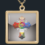 [200] Rosy Cross (Rose Croix) Gold Plated Necklace<br><div class="desc">Introducing “Sacred Symbols 3D” Collection by C.7 Design Studio, showcasing heraldry and insignia of various religions, belief systems, historical brotherhoods and secret societies. Here you will find fully customizable products showcasing a Rosy Cross (Rose Croix). The Rosy Cross (also called Rose Cross and Rose Croix) is a symbol largely associated...</div>