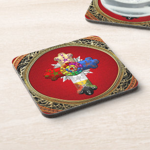 [200] Rosy Cross (Rose Croix) on Red & Gold Coaster