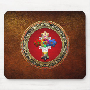 [200] Rosy Cross (Rose Croix) on Red & Gold Mouse Pad