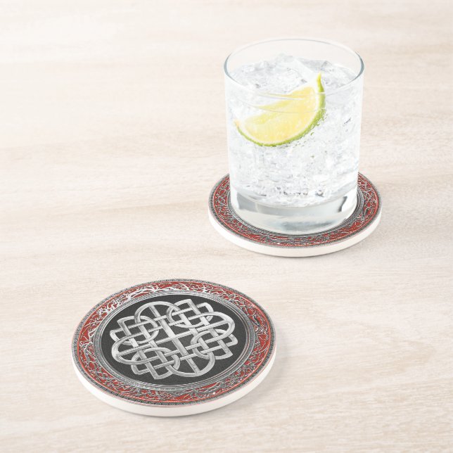 [200] Sacred Celtic Silver Knot Cross Coaster (Side)