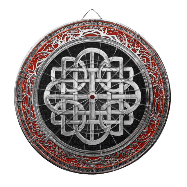 [200] Sacred Celtic Silver Knot Cross Dartboard (Front)