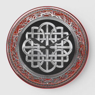 [200] Sacred Celtic Silver Knot Cross Large Clock