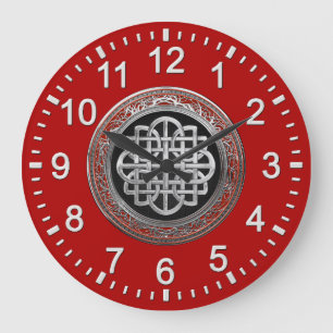 [200] Sacred Celtic Silver Knot Cross Large Clock