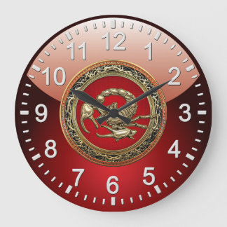 [200] Sacred Golden Scorpion on Red Large Clock