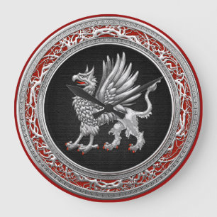 [200] Sacred Silver Griffin Large Clock