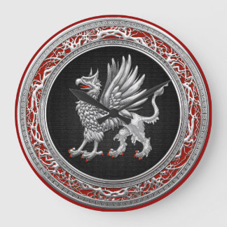 [200] Sacred Silver Griffin Large Clock