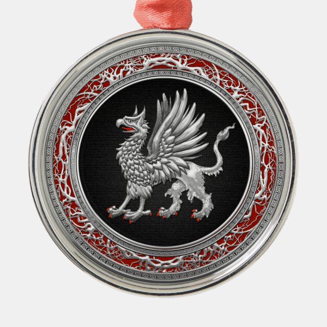 [200] Sacred Silver Griffin Metal Ornament (Front)