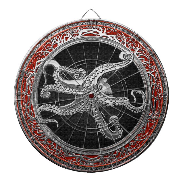 [200] Sacred Silver Octopus in Defensive Posture Dartboard (Front)