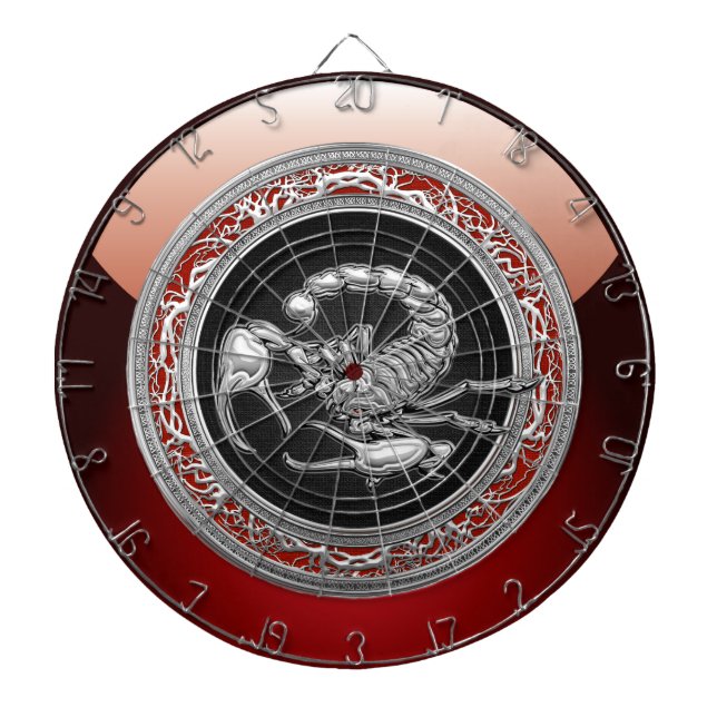 [200] Sacred Silver Scorpion on Black Dartboard (Front)