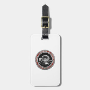 [200] Sacred Silver Scorpion on Black Luggage Tag