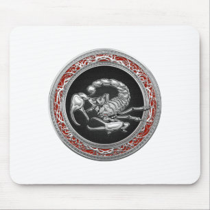 [200] Sacred Silver Scorpion on Black Mouse Pad