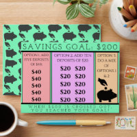 $200 Savings Goal Money Piggy Bank