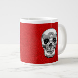[200] Silver Human Skull Large Coffee Mug