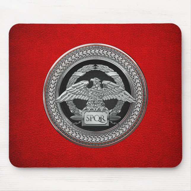 [200] Silver Roman Imperial Eagle over Medallion Mouse Pad (Front)