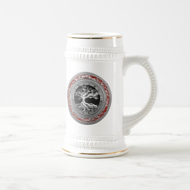 [200] Treasure Trove: Celtic Tree of Life [Silver] Beer Stein (Right)