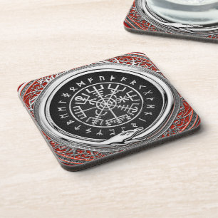 [200] Vegvisir - Viking Silver Magic Runic Compass Coaster