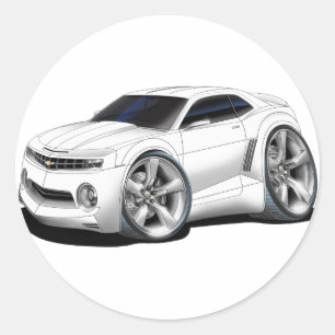 2010-11 Camaro White Car Classic Round Sticker