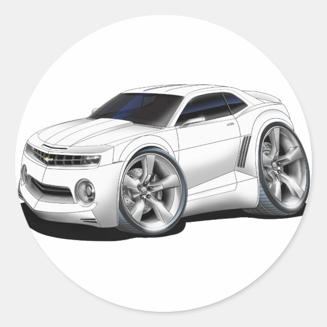 2010-11 Camaro White Car Classic Round Sticker (Front)