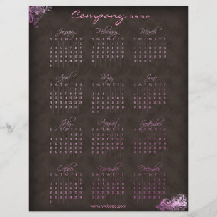 2010 Calendar floral pink brown flyer