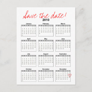 2010 calendar save the date announcement postcard