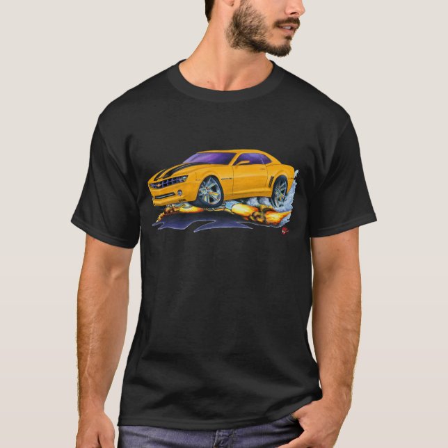 2010 Camaro Orange-Black Car T-Shirt (Front)