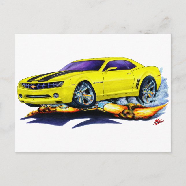 2010 Camaro Yellow-Black Car Postcard (Front)