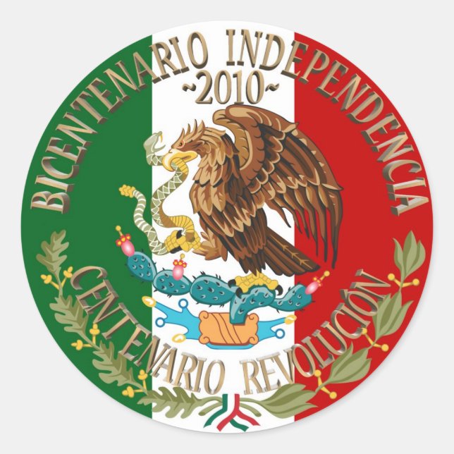 2010 Mexican Independence/Revolution Classic Round Sticker (Front)