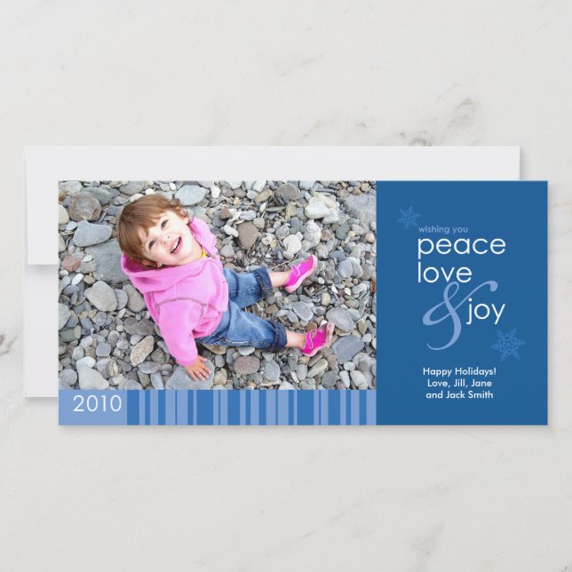 2010 Peace, Love and Joy 4x8 Photo Card - Blue (Front)