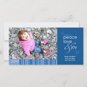 2010 Peace, Love and Joy 4x8 Photo Card - Blue