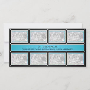 2011 Memories New Year Collage Aqua Blue Black Holiday Card
