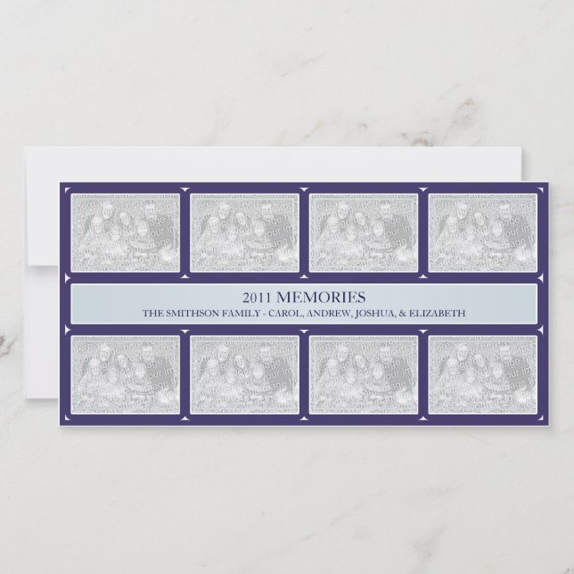 2011 Memories New Year Collage Blue Holiday Card (Front)