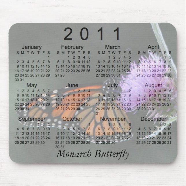 2011 Monarch Butterfly Calendar Mouse Pad (Front)
