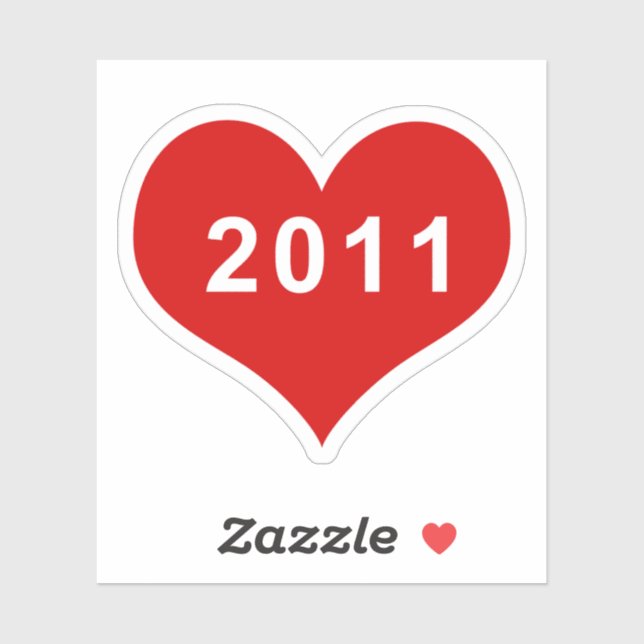 2011 Red Love Heart Vinyl Sticker (Sheet)
