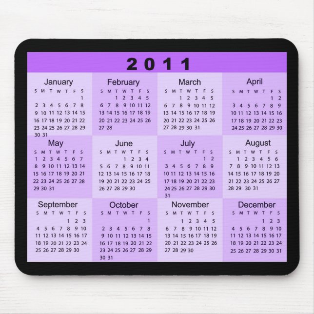 2011 Year at a Glance Calendar Mouse Pad (Front)