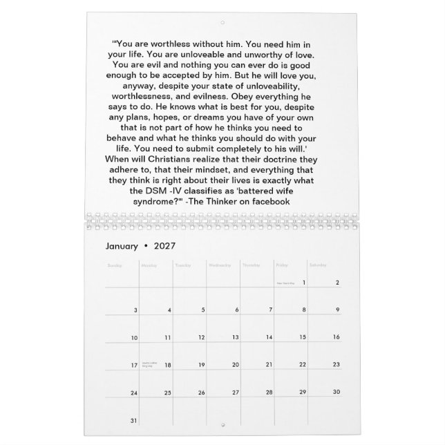 2012: A year in atheist quotes by The Thinker Calendar (Jan 2027)