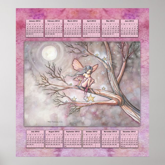 2012 Année Calendrier Poster Fée pour Petites Fill (Devant)