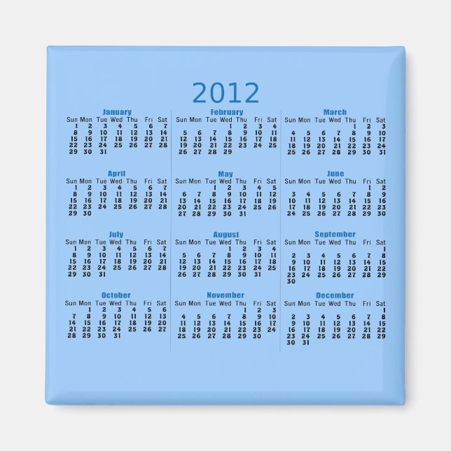 2012 Calendar Magnet (Front)