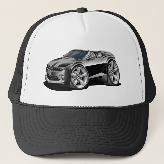 2012 Camaro Black-Grey Convertible Trucker Hat (Front)