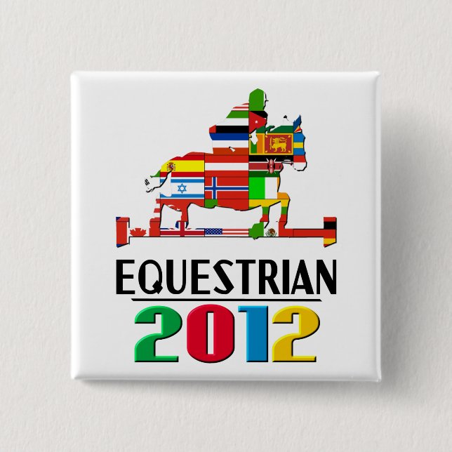 2012: Equestrian 2 Inch Square Button (Front)